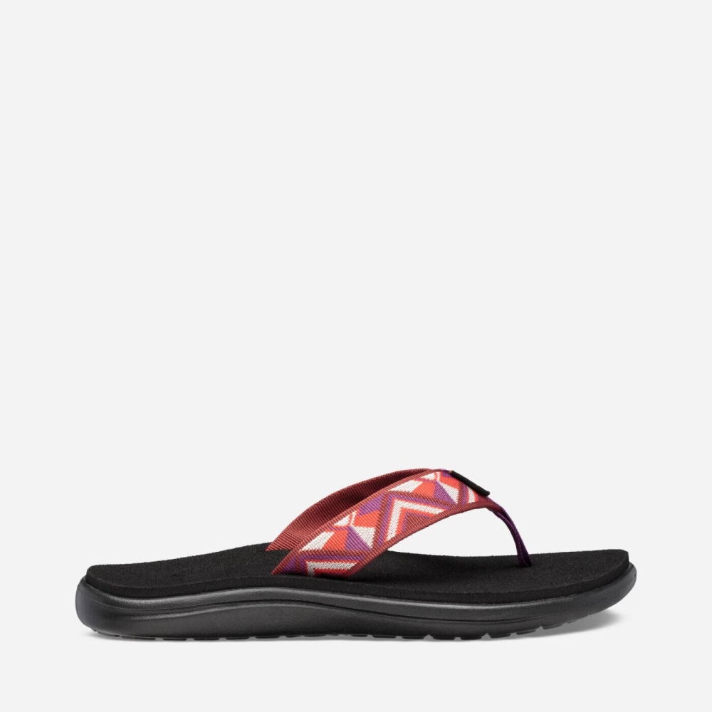 Teva Voya - Women's Teva Flip Flops - Black / Red | India (PINJ35416)